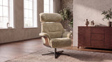 KAWOLA Sessel TOSAR Relaxsessel drehbar Schaffell beige mit Hocker