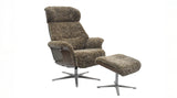 KAWOLA Sessel TOSAR Relaxsessel drehbar Schaffell grau mit Hocker