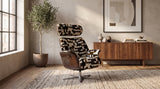KAWOLA Sessel TOSAR Relaxsessel drehbar Stoff Retro-Design braun mit Hocker