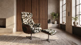 KAWOLA Sessel TOSAR Relaxsessel drehbar Stoff Retro-Design grün mit Hocker