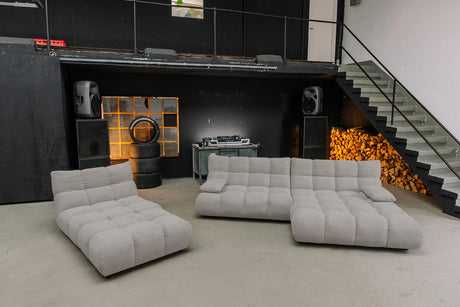 KAWOLA Sitzgruppe VIVIEN Ecksofa Drehsessel Hockerbank Feincord grau
