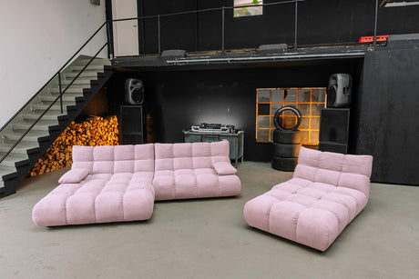 KAWOLA Sitzgruppe VIVIEN Ecksofa Drehsessel Hockerbank Feincord rosa
