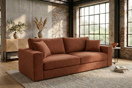 KAWOLA Sofa AMINA 3-Sitzer Stoff cognac