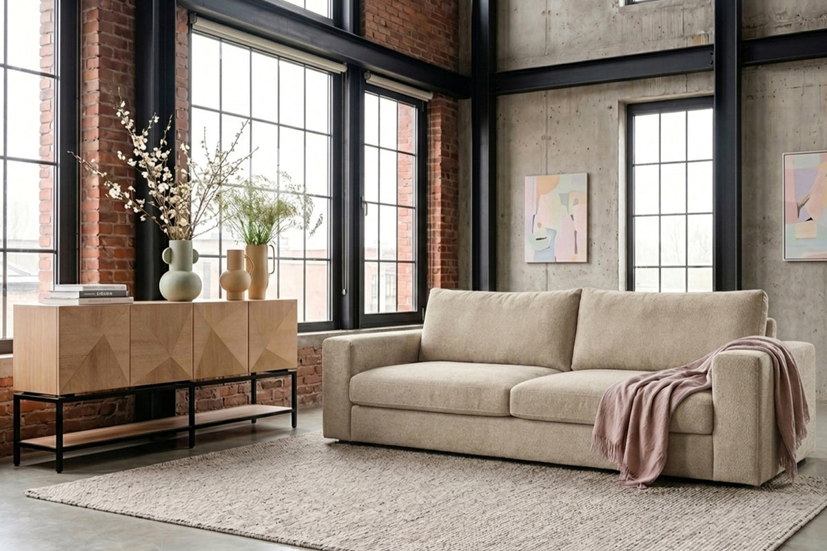 KAWOLA Sofa AMINA 3-Sitzer Stoff cremeweiß
