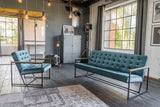 KAWOLA Sofa ARLY Polsterbank Bezug Velvet petrol