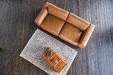 KAWOLA Sofa BODHI 3-Sitzer Leder hellbraun