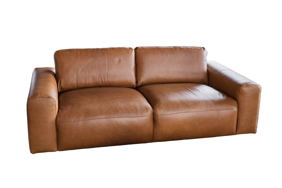 KAWOLA Sofa BODHI 3-Sitzer Leder hellbraun