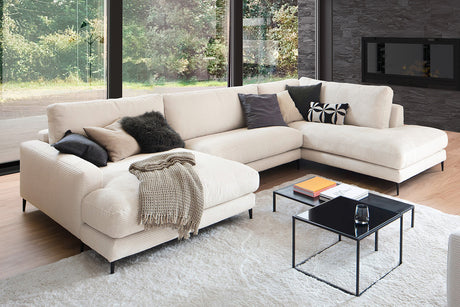 KAWOLA Sofa CARA Wohnlandschaft U-Form Cord cremeweiß