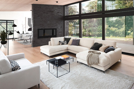 KAWOLA Sofa CARA Wohnlandschaft U-Form Cord cremeweiß, Rechts