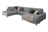 KAWOLA Sofa CARA Wohnlandschaft U-Form Cord grau