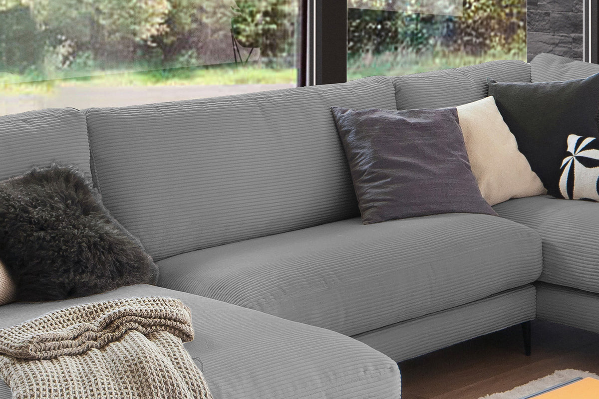 KAWOLA Sofa CARA Wohnlandschaft U-Form Cord grau