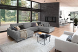 KAWOLA Sofa CARA Wohnlandschaft U-Form Cord grau, Links