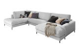 KAWOLA Sofa CARA Wohnlandschaft U-Form Cord hellgrau