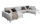 KAWOLA Sofa CARA Wohnlandschaft U-Form Cord hellgrau