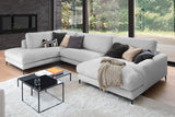 KAWOLA Sofa CARA Wohnlandschaft U-Form Cord hellgrau