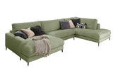 KAWOLA Sofa CARA Wohnlandschaft U-Form Cord olivgrün