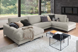 KAWOLA Sofa CARA Wohnlandschaft U-Form Cord steingrau
