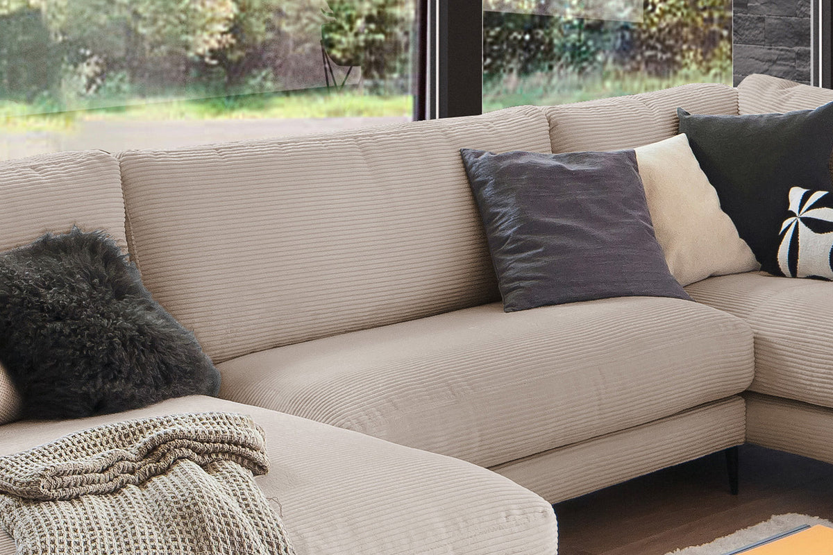 KAWOLA Sofa CARA Wohnlandschaft U-Form Cord taupe