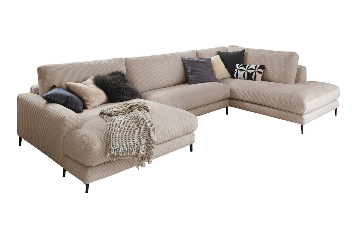 KAWOLA Sofa CARA Wohnlandschaft U-Form Cord taupe
