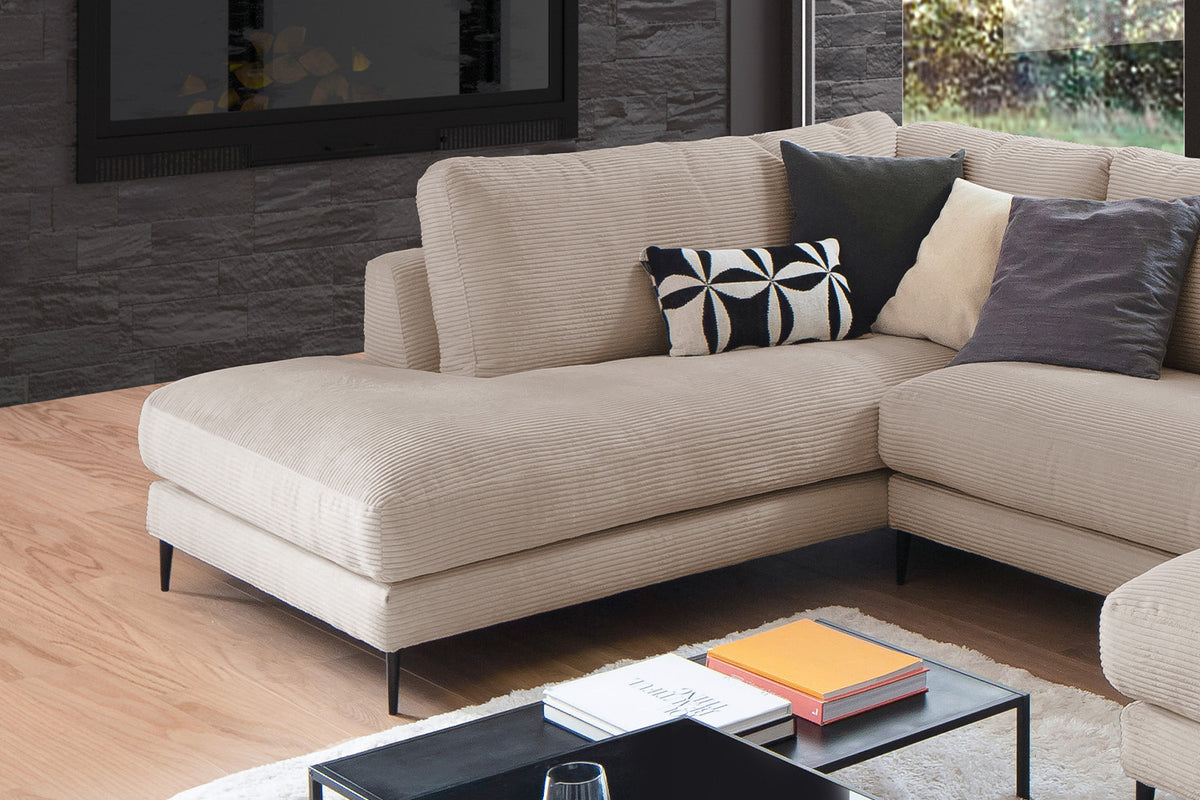 KAWOLA Sofa CARA Wohnlandschaft U-Form Cord taupe