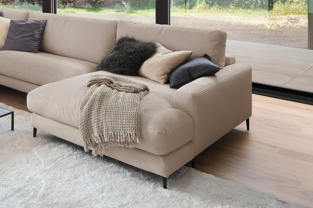 KAWOLA Sofa CARA Wohnlandschaft U-Form Cord taupe
