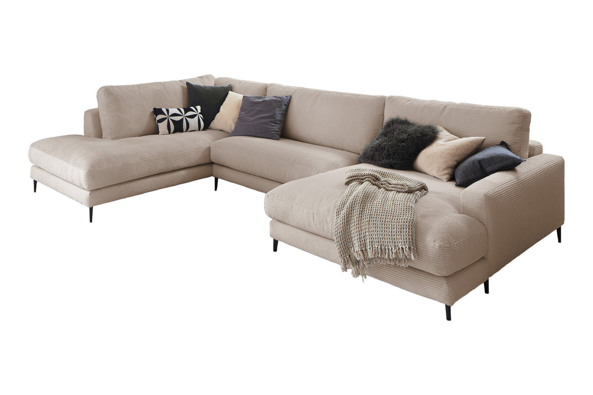 KAWOLA Sofa CARA Wohnlandschaft U-Form Cord taupe