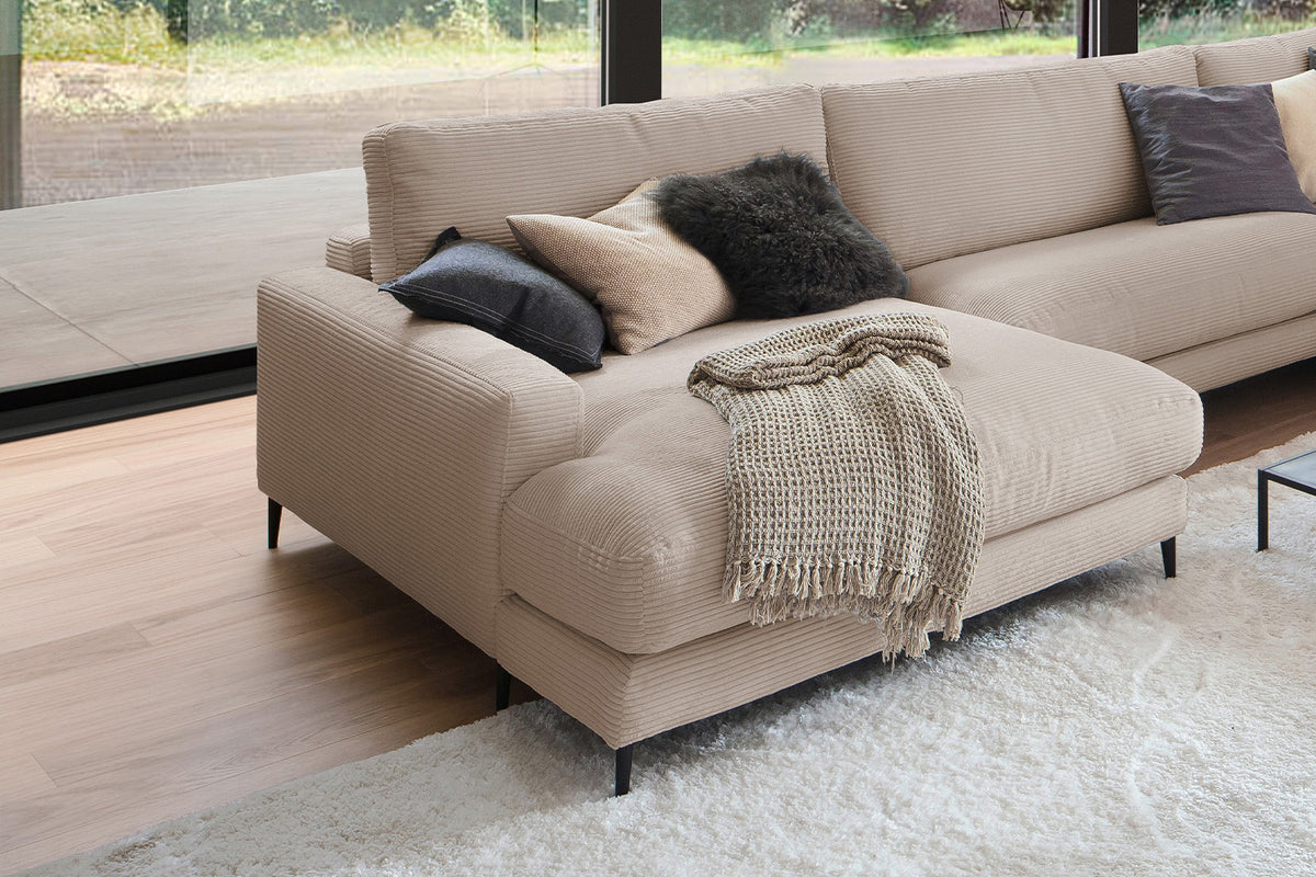 KAWOLA Sofa CARA Wohnlandschaft U-Form Cord taupe