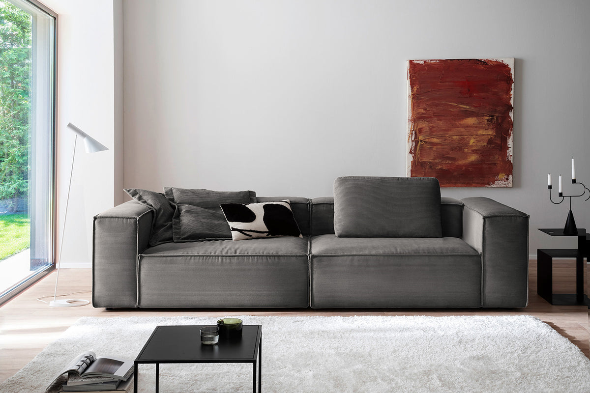KAWOLA Sofa CARMO 3-Sitzer Feincord anthrazit