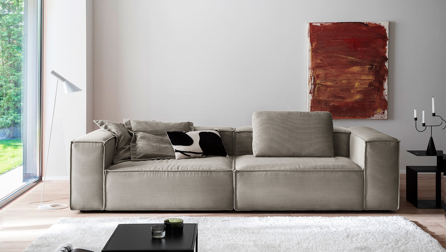 KAWOLA Sofa CARMO 3-Sitzer Feincord grau