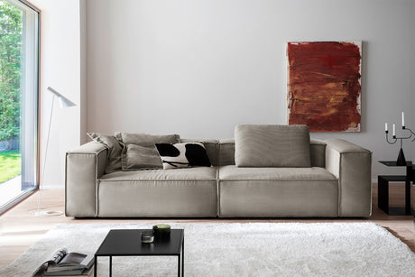 KAWOLA Sofa CARMO 3-Sitzer Feincord grau