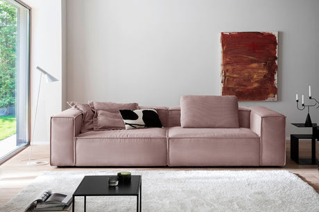 KAWOLA Sofa CARMO 3-Sitzer Feincord rosa