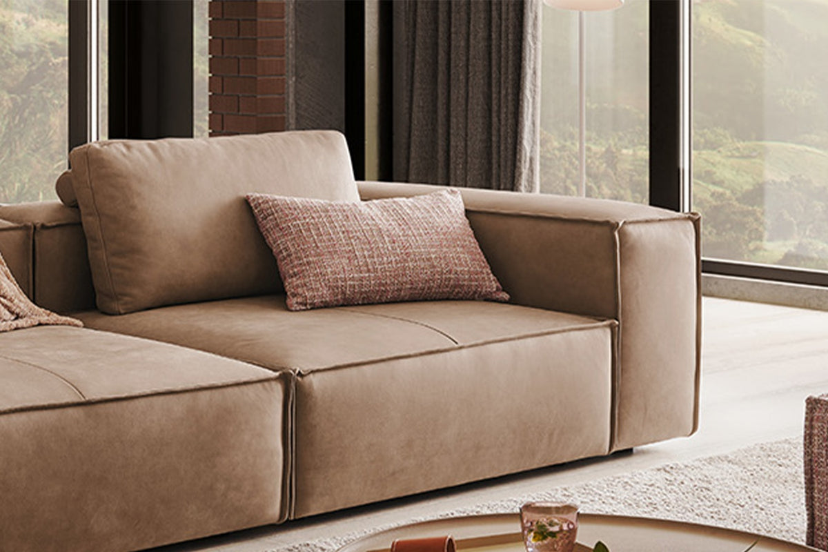 KAWOLA Sofa CARMO 3-Sitzer Leder taupe