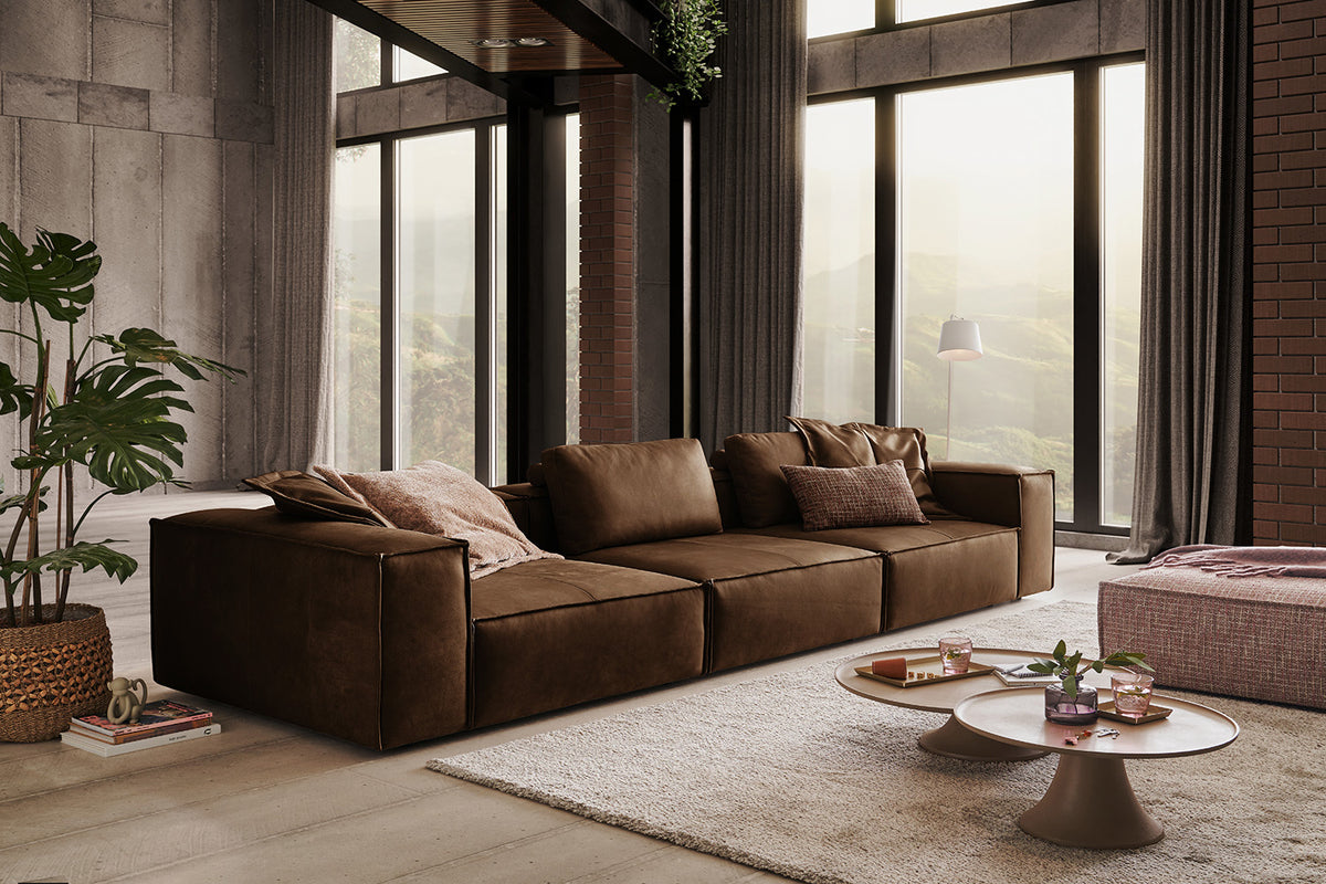 KAWOLA Sofa CARMO 4-Sitzer Leder braun