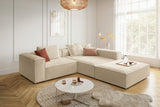 KAWOLA Sofa CARMO Ecksofa Stoff beige, Rechts, Mit Fußhocker