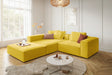 KAWOLA Sofa CARMO Ecksofa Stoff gelb, Links, Mit Fußhocker