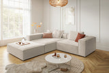 KAWOLA Sofa CARMO Ecksofa Stoff weiß, Links, Mit Fußhocker