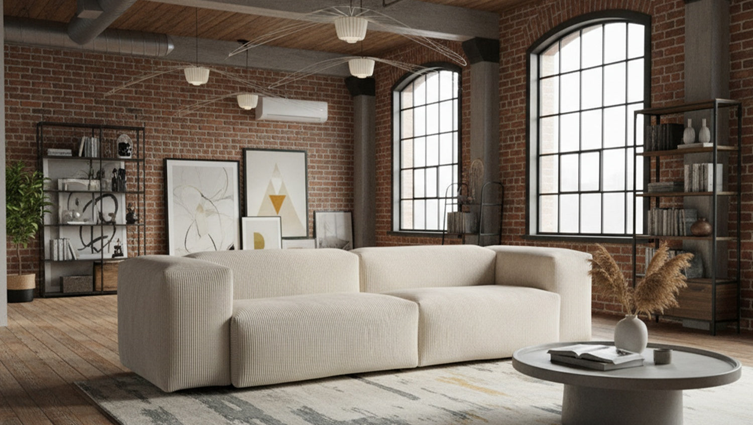 KAWOLA Sofa CELESTE 4-Sitzer Cord cremeweiß