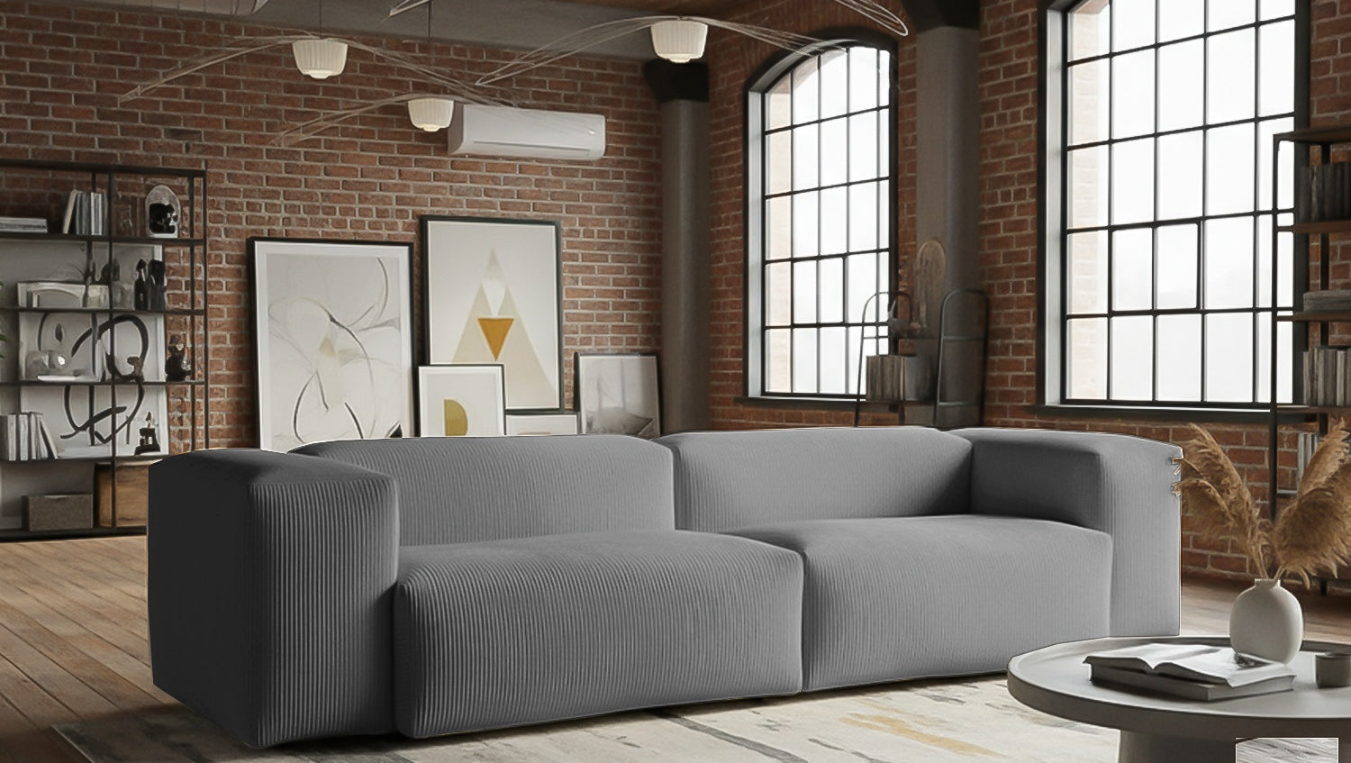 KAWOLA Sofa CELESTE 4-Sitzer Cord grau