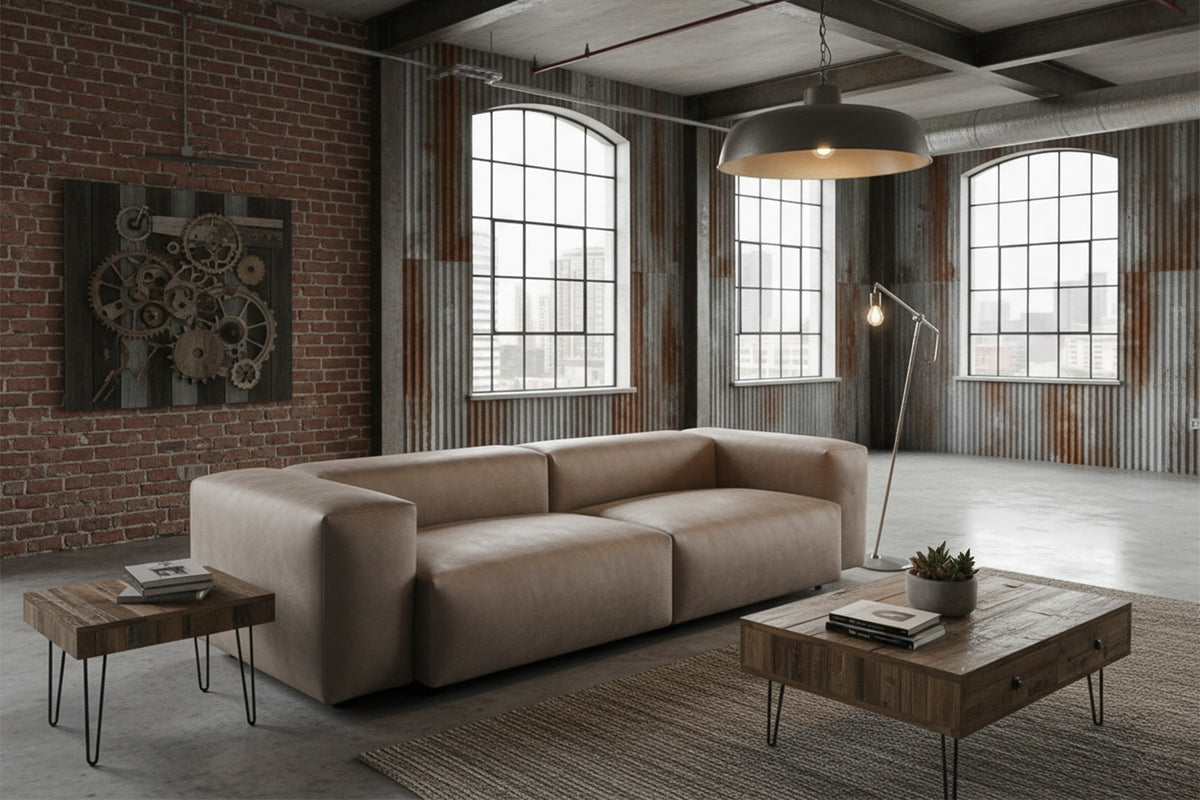 KAWOLA Sofa CELESTE 4-Sitzer Lederfaserstoff anthrazit