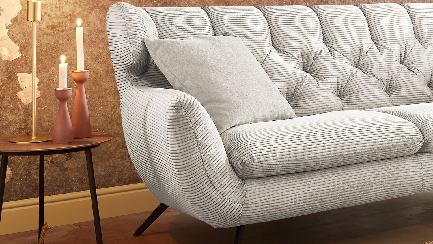 KAWOLA Sofa CHARME Cord cremeweiß