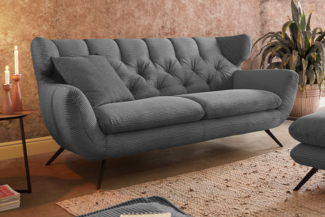 KAWOLA Sofa CHARME Cord grau, 2-Sitzer
