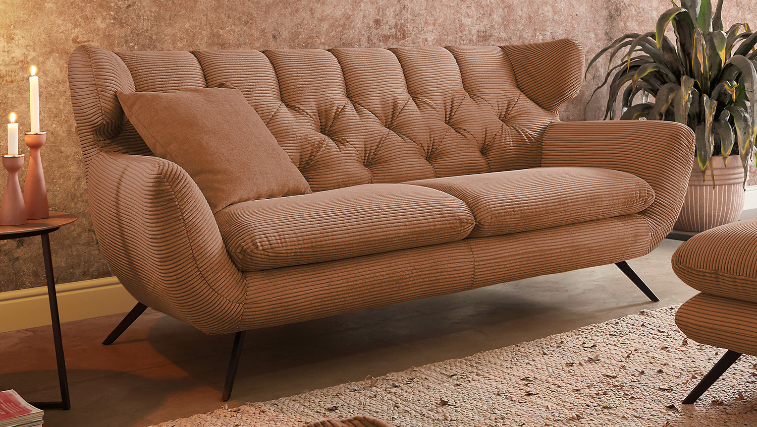 KAWOLA Sofa CHARME Cord rost, 2-Sitzer