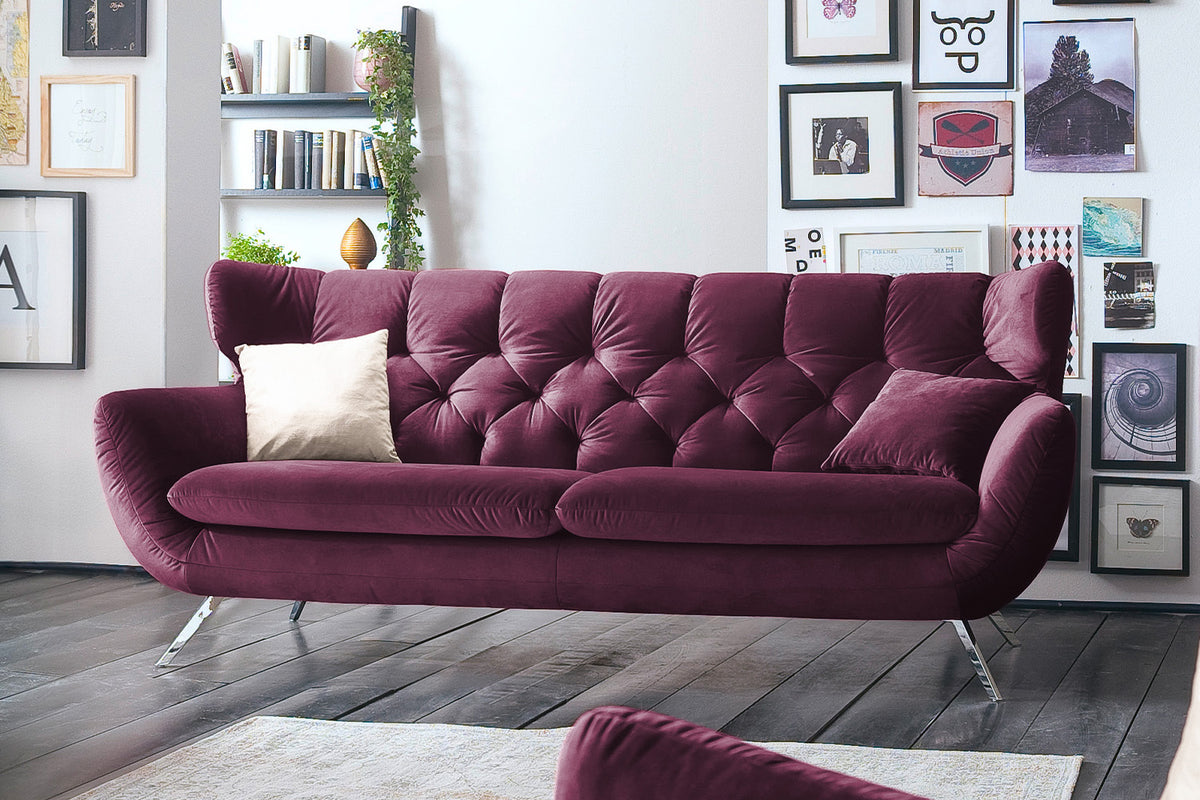 KAWOLA Sofa CHARME Velvet purple, 2-Sitzer