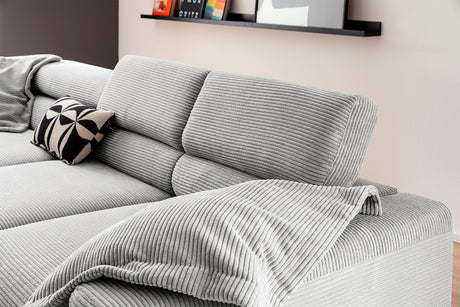 KAWOLA Sofa DELIA Ecksofa Cord hellgrau