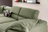 KAWOLA Sofa DELIA Ecksofa Cord olivgrün
