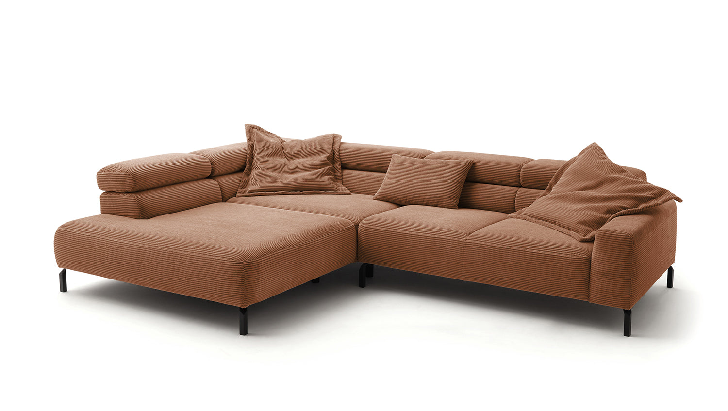 KAWOLA Sofa DELIA Ecksofa Cord rost