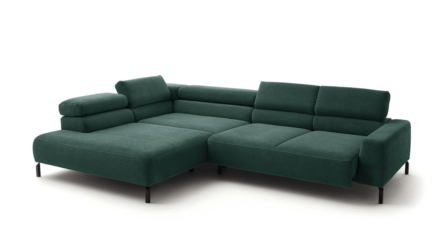 KAWOLA Sofa DELIA Ecksofa Cord smaragd