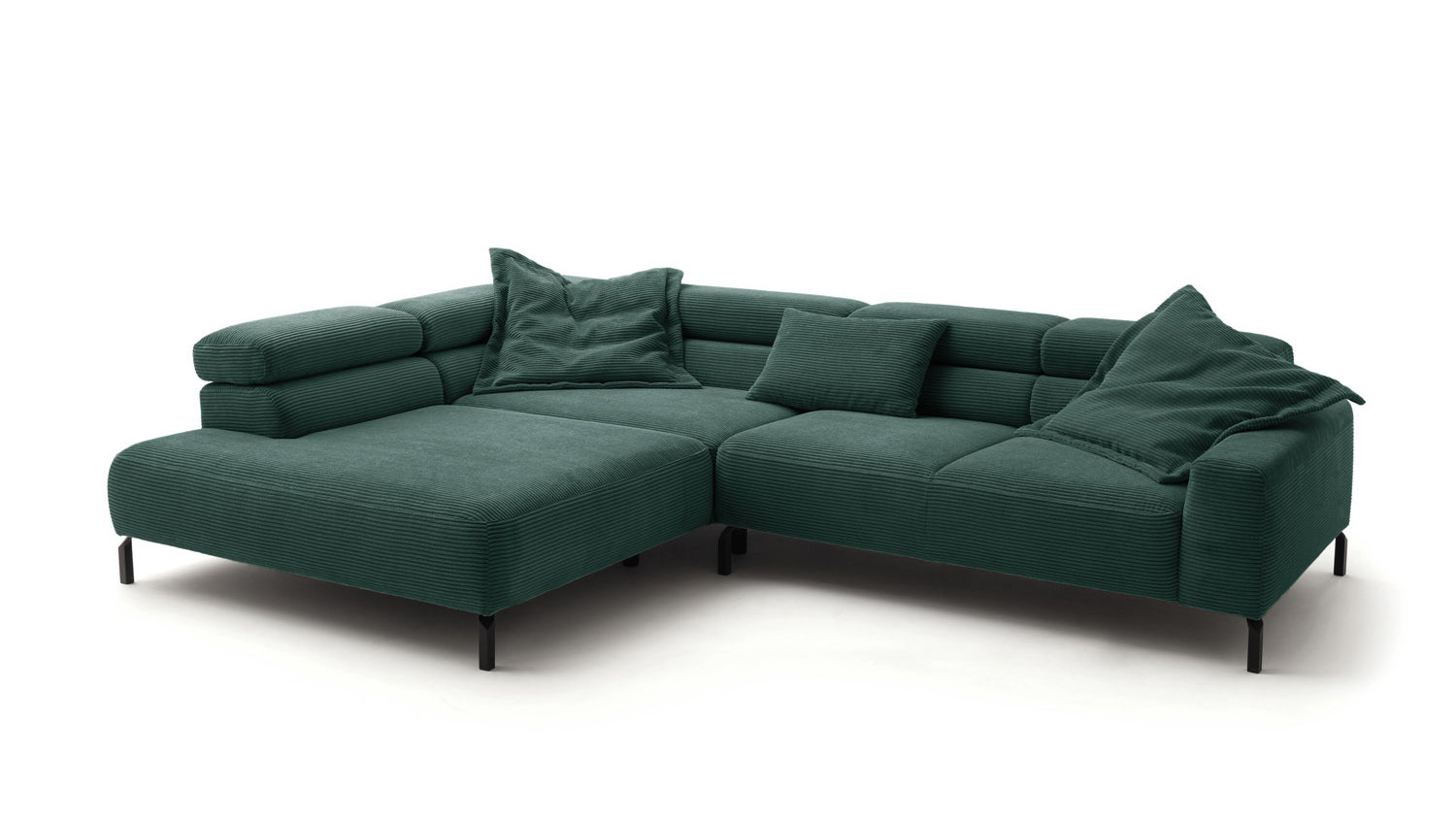 KAWOLA Sofa DELIA Ecksofa Cord smaragd