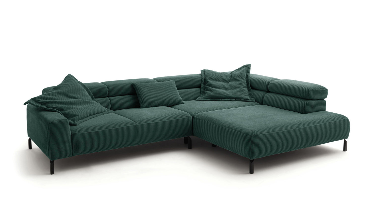 KAWOLA Sofa DELIA Ecksofa Cord smaragd