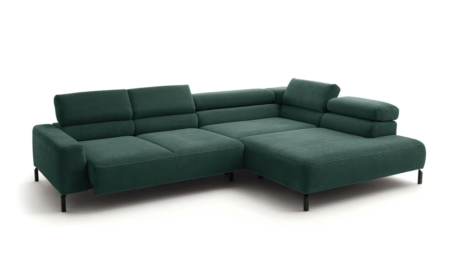 KAWOLA Sofa DELIA Ecksofa Cord smaragd